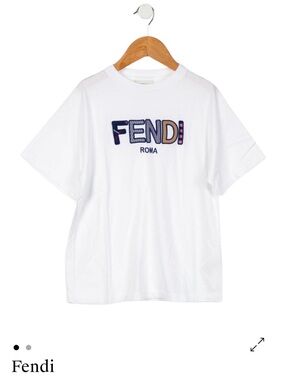 Fendi White Logo Embroidered Girls Tee
